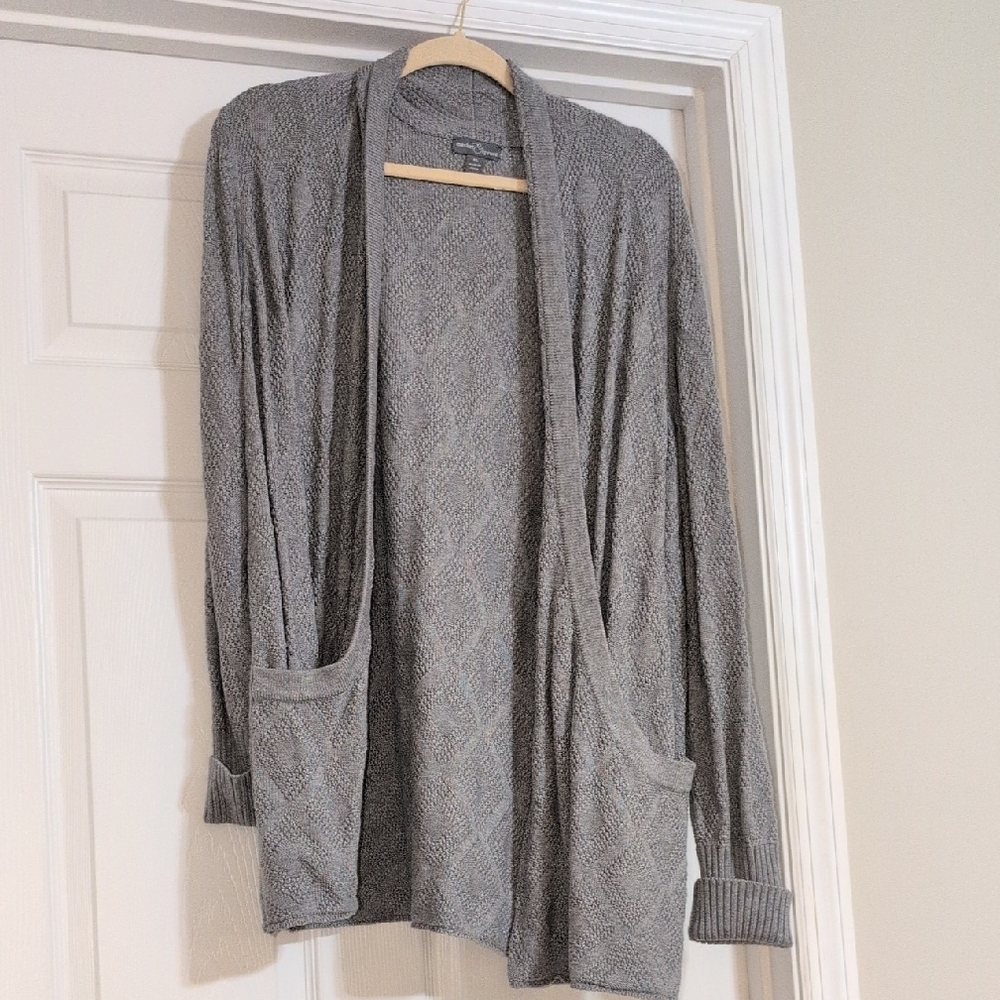 Market & Spruce Textured Gray Cardigan